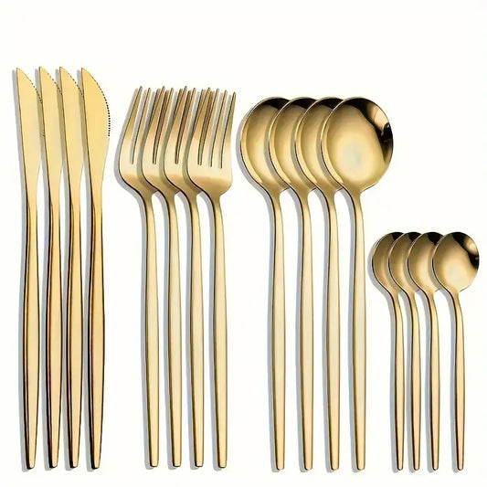 16pcs Golden Tableware Set