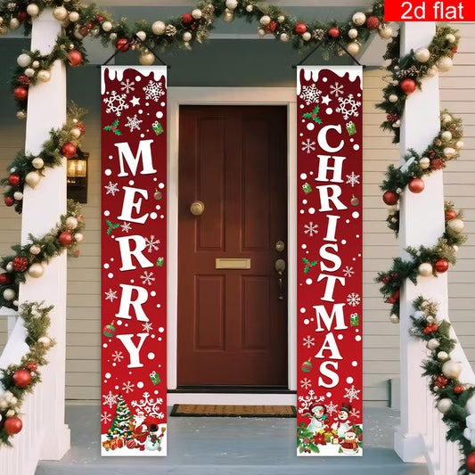2pcs, Christmas themed couplet porch banner