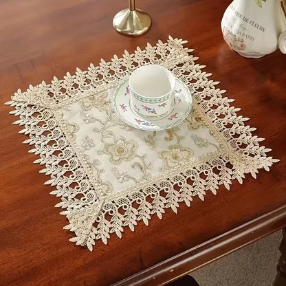 Rectangular Embroidered Lace Table Runner