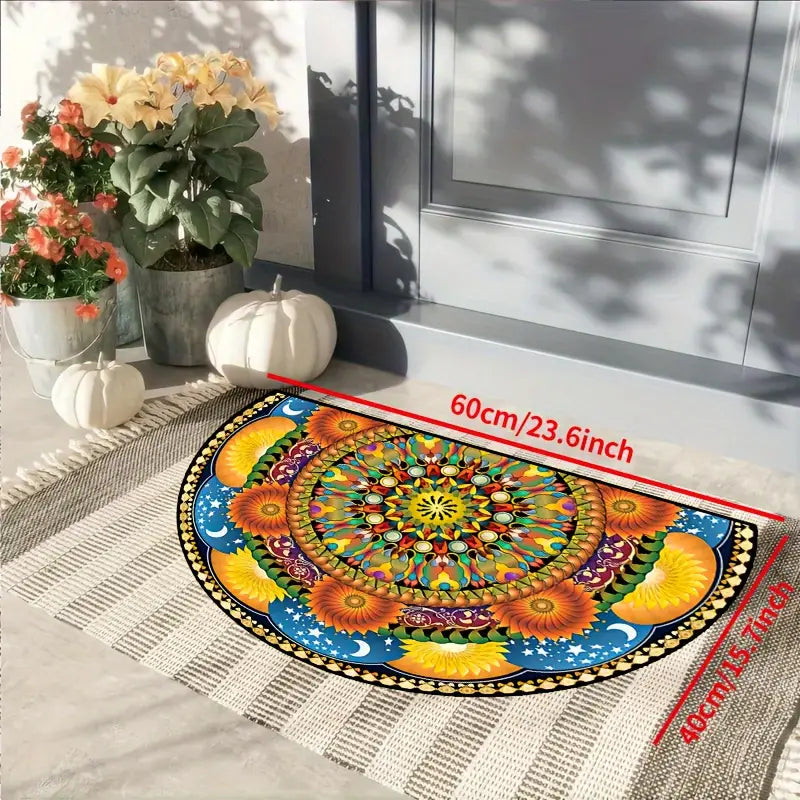 Half Round Mandala-Inspired Doormat