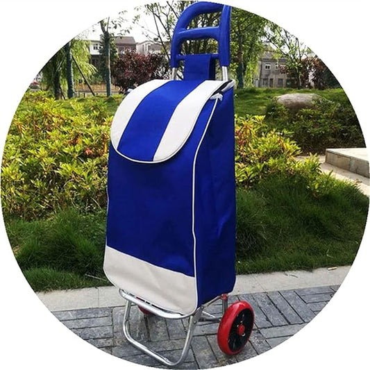 Grocery Trolley Folding Shopping Trolley with 2 Wheels Detachable Bag