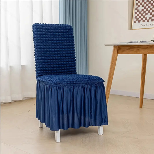 Dining Chair Cover With Frill 2pcs - Blue