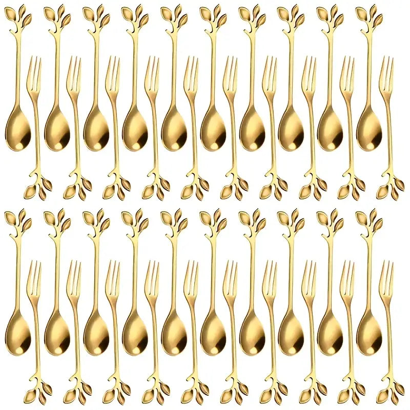 40pcs Stainless Steel / Gold Spoon and Fork