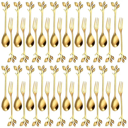 40pcs Stainless Steel / Gold Spoon and Fork