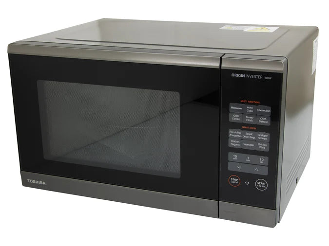 34L Toshiba Air-Fry Microwave Oven with Air Fryer Function 2.1kW - Black / SS