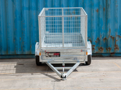 Trailer 8x5 Caged Tilting Deck with 900mm high Cage & Jockey Wheel