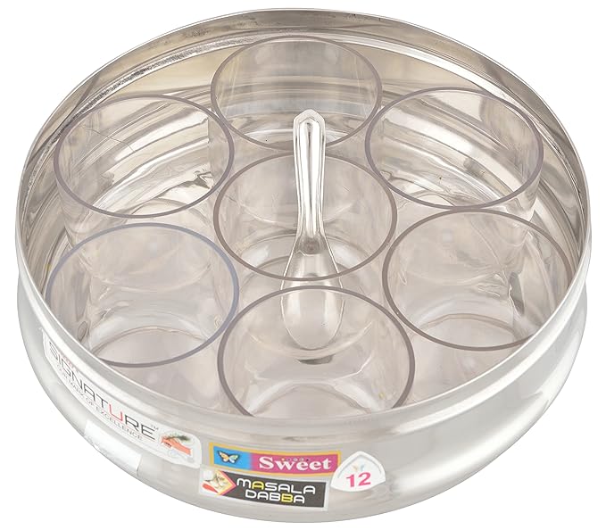 Signature Stainless Steel Masala Box With Plastic cups