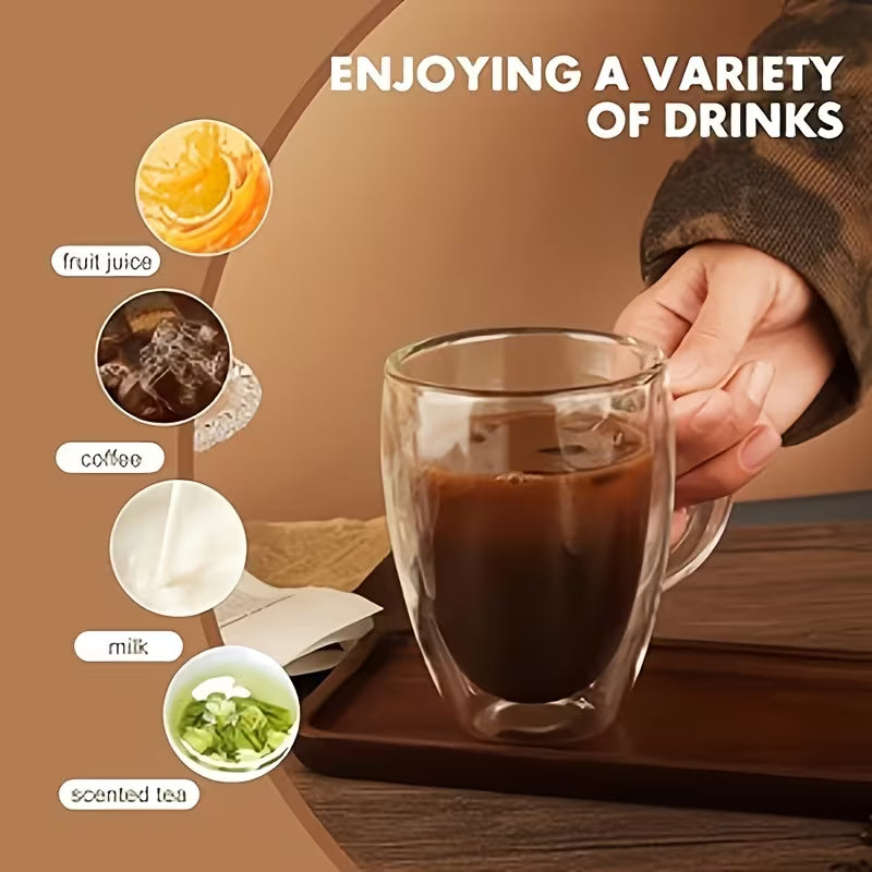 Double-Wall Borosilicate Glass Coffee Cups with Handles-150ML