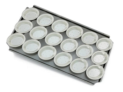 16" Pie Baking Tray - 18x Oval 13cm x 3cm Deep Pies Commercial S/S Self Cutting