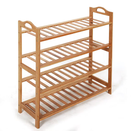 Bamboo 4 Tier Shoes Organizer Rack Tower Shelve Space Saving Storage Free Standing