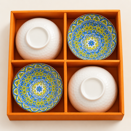 CERAMIC  HAND PAINTED BOWL SET -4PC