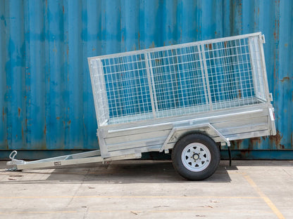 Trailer 8x5 Caged Tilting Deck with 900mm high Cage & Jockey Wheel