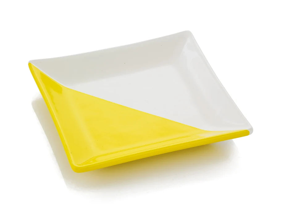 Square Plate 14cm Porcelain Yellow