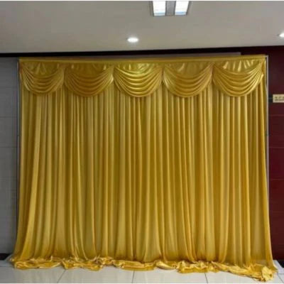 Backdrop with Stitched Swag Gold 3Mx3M