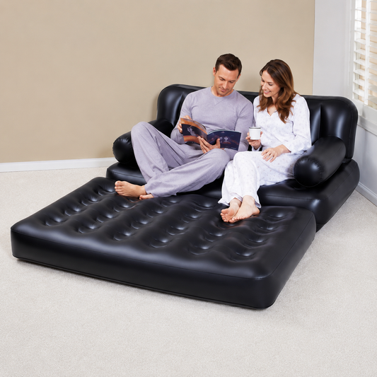 Inflatable 2 Seater Multi-Function Sofa Bed Couch - Black
