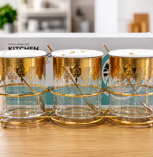 Seasoning Jar 3 Pcs Set Gold