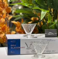 Elegant Glass Dessert Bowl Set 6PC