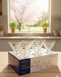 Elegant Glass Dessert Bowl Set 6PC