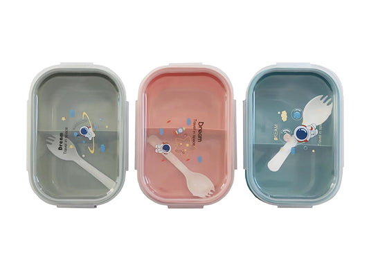 Plastic Lunch box with 2 compartments and spoon
