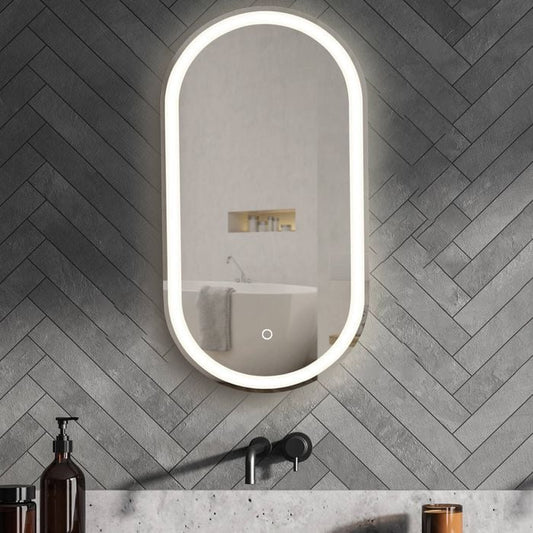 Barelli 900 x 450mm Frameless Pill Shape Front Lit LED Mirror