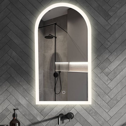 Barelli 900 x 500mm Frameless Front Edge Lit Arch LED Mirror