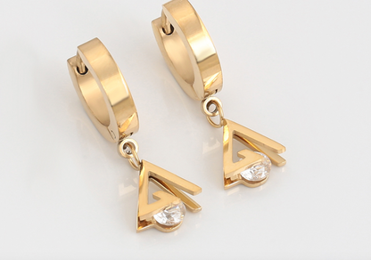 STAINLESS STEEL EARING WITH STONE
