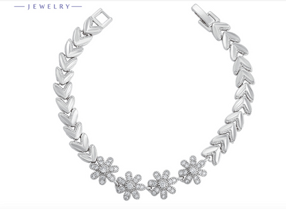 BRACELET WITH STONE RODIUM PLATED