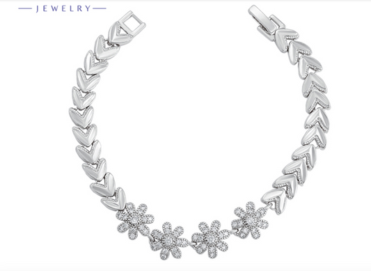 BRACELET WITH STONE RODIUM PLATED