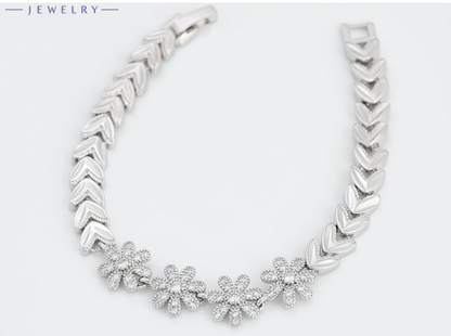 BRACELET WITH STONE RODIUM PLATED