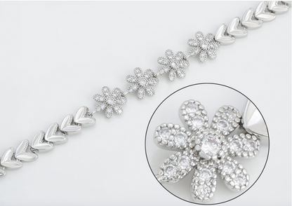 BRACELET WITH STONE RODIUM PLATED