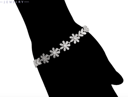 BRACELET WITH STONE RODIUM PLATED