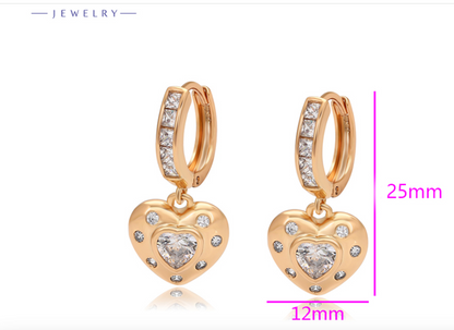 HEART EARINGS WITH STONE