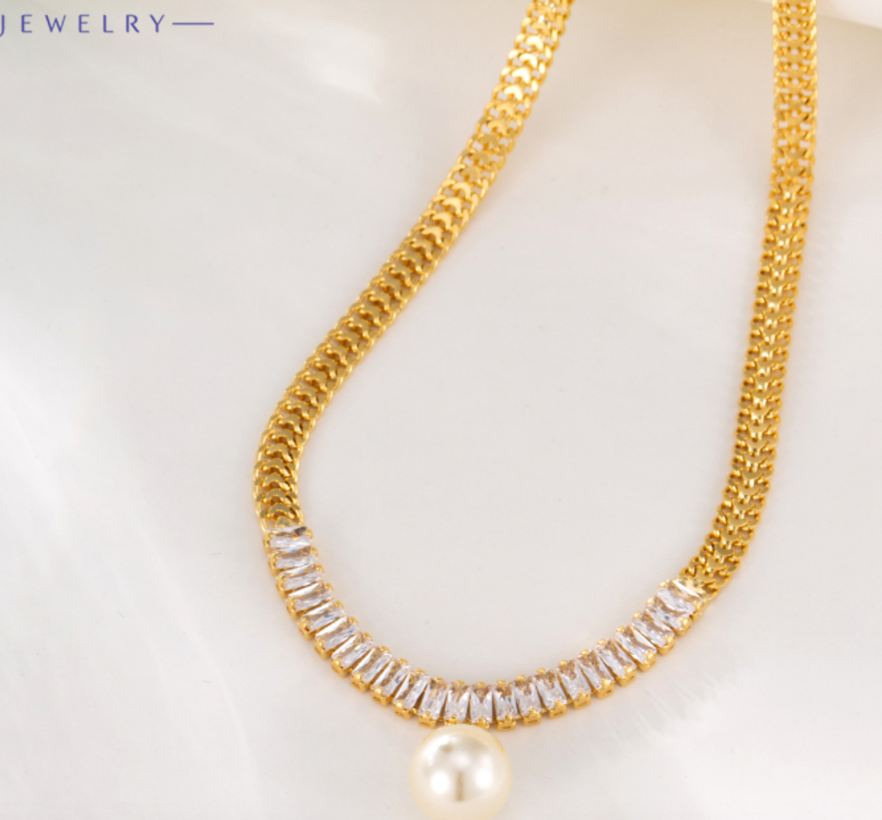elegant necklace with stone and pearl