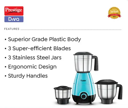 Prestige Diva 500W Mixer Grinder - 3 Jars
