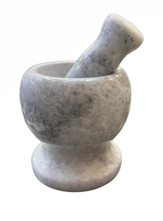 Kitchen Marble Mortar & Pestle(White Granite stone-14.5*15cm)