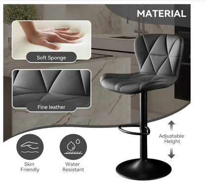 Bar Stool set of 4  RO11  Faux Leather Bar Chairs,Upholstered Counter Height with High Backrest for Kitchen Island, Black (Copy) (Copy)