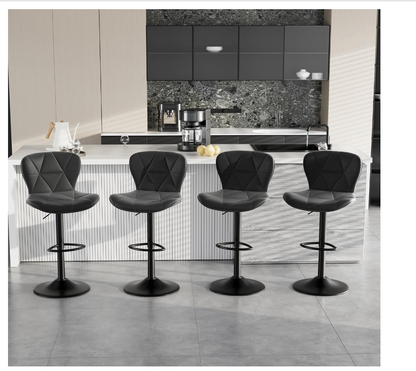 Bar Stool set of 4  RO11  Faux Leather Bar Chairs,Upholstered Counter Height with High Backrest for Kitchen Island, Black (Copy) (Copy)