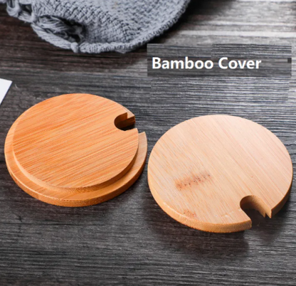Triangle Bamboo Platform Spice Container Jar Set Spice Jar Set 3PCs Glass Jar Bamboo Cover Spoon and Tray