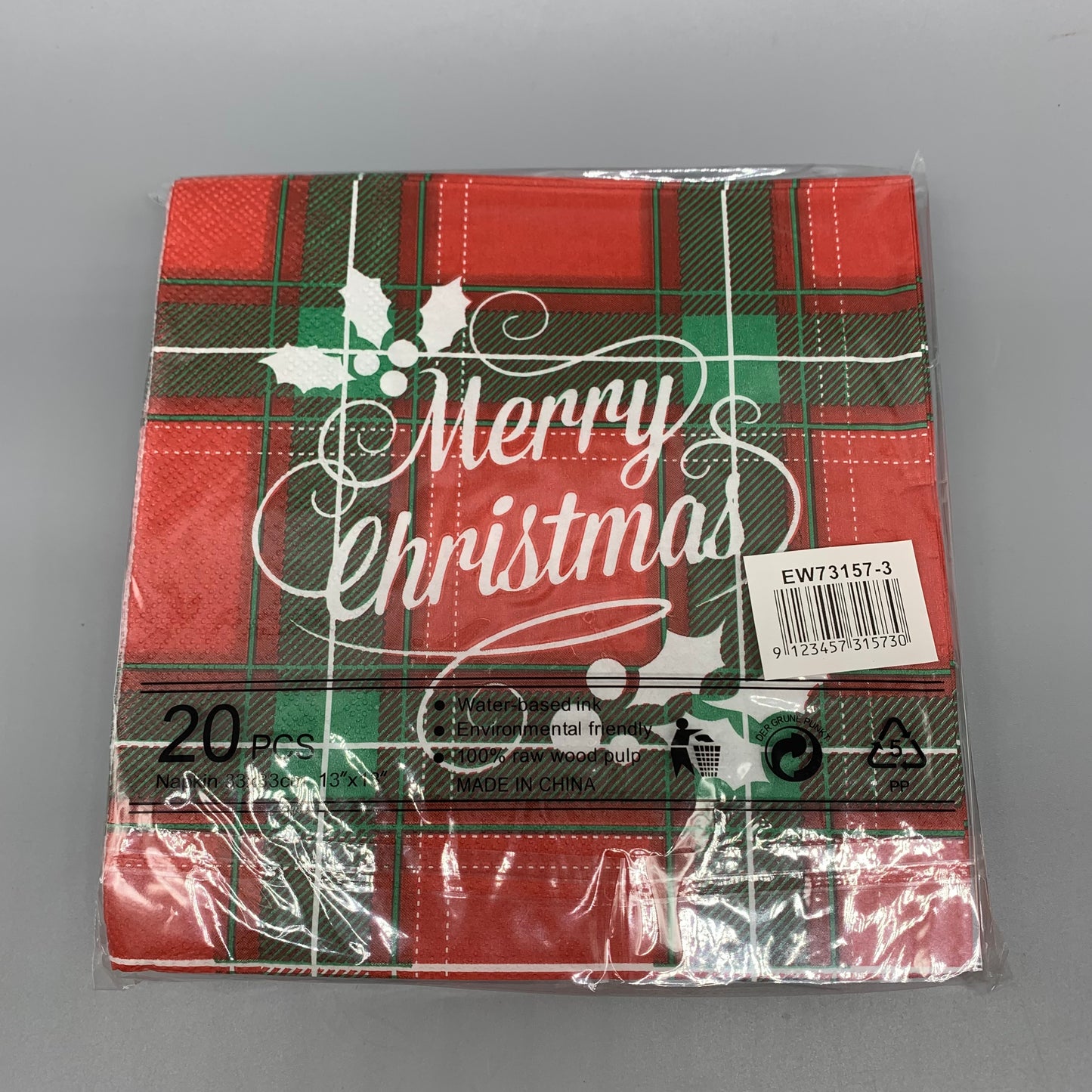 Christmas napkin -checks/Santa/ pattern (10/pk)