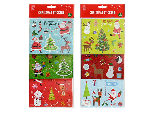 Christmas Stickers 3 Sheets Asst.