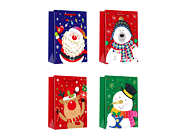 Xmas Paper Gift Bag - 32x26x10cm - 4 Xmas Characters - XS0799