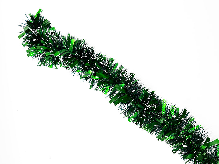Extra Thick Tinsel - 11cmx2m - Two Tone Green and White - XS1600