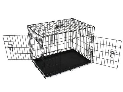 76cm Folding Crate Pet Cage with Floor Tray Black 76cmx52x58cm