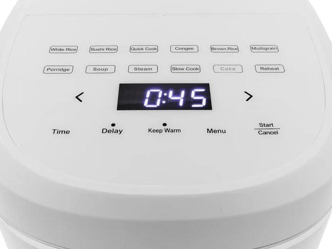 Cup Digital Rice Cooker Steamer - 12 Preset Menus - White