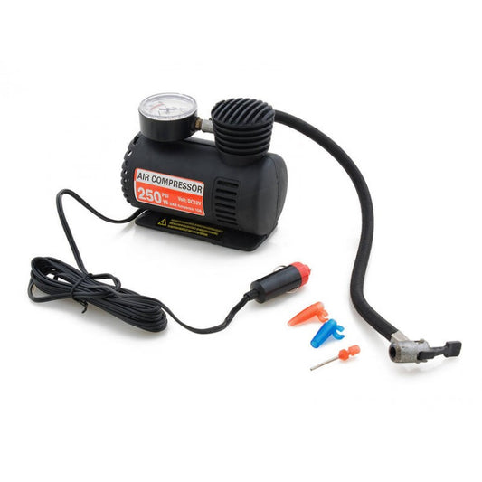 250psi Mini Air Compressor Tyre Inflator + Guage | 2.7m 12V DC Car Socket Cable