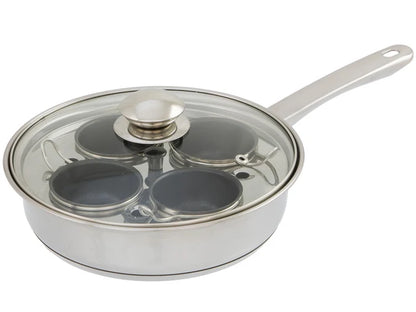 22cm Stainless Steel Egg Poacher Pan with 4 Non-Stick Cups