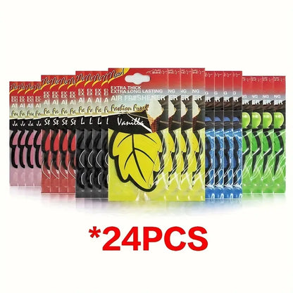 24pcs Natural Tea Paper Car Air Freshener Hanging Leaf-Shaped Scent Strips