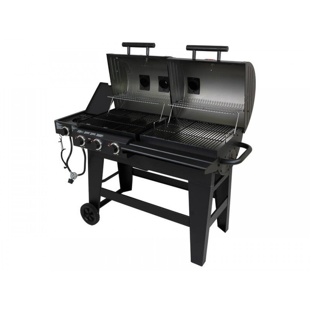 Char-Griller 3 Burner Gas / Dual Charcoal BBQ - Barrel Barbeque - Barbecue Grill