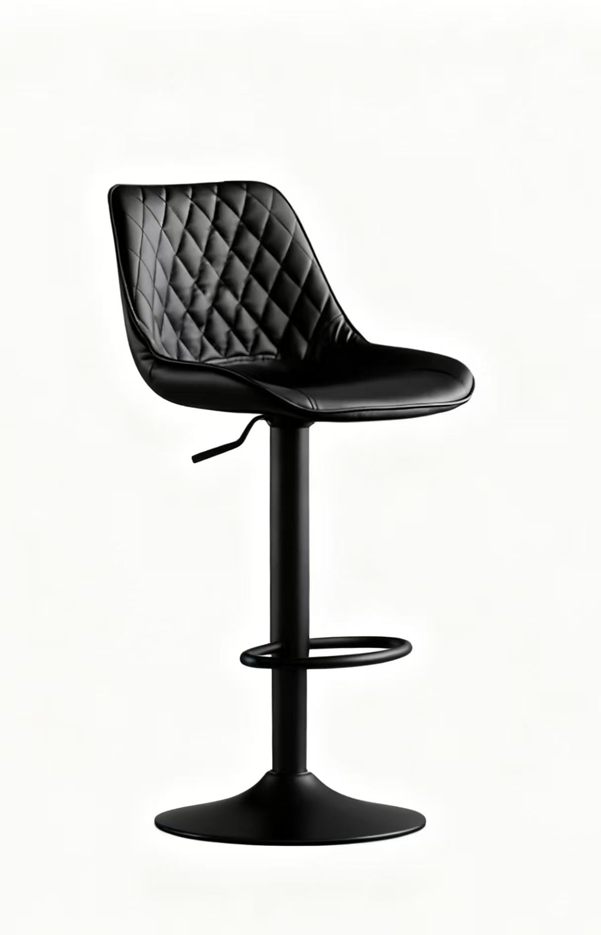 Bar Stool 0875 Faux Leather Bar Chair,Upholstered Counter Height with High Backrest for Kitchen Island, Black