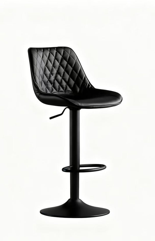 Bar Stool 0875 Faux Leather Bar Chair,Upholstered Counter Height with High Backrest for Kitchen Island, Black